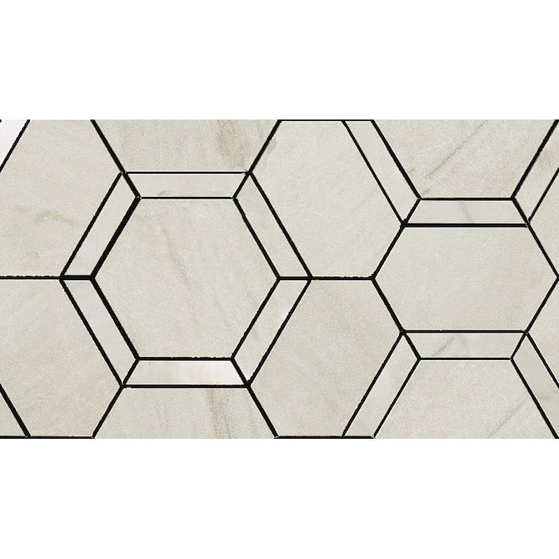 ITALGRANITI LUX EXPERIENCE Mosaico Esagona Decoro Mix Calacatta Mont Blanc 20x34 cm 9 mm Mat